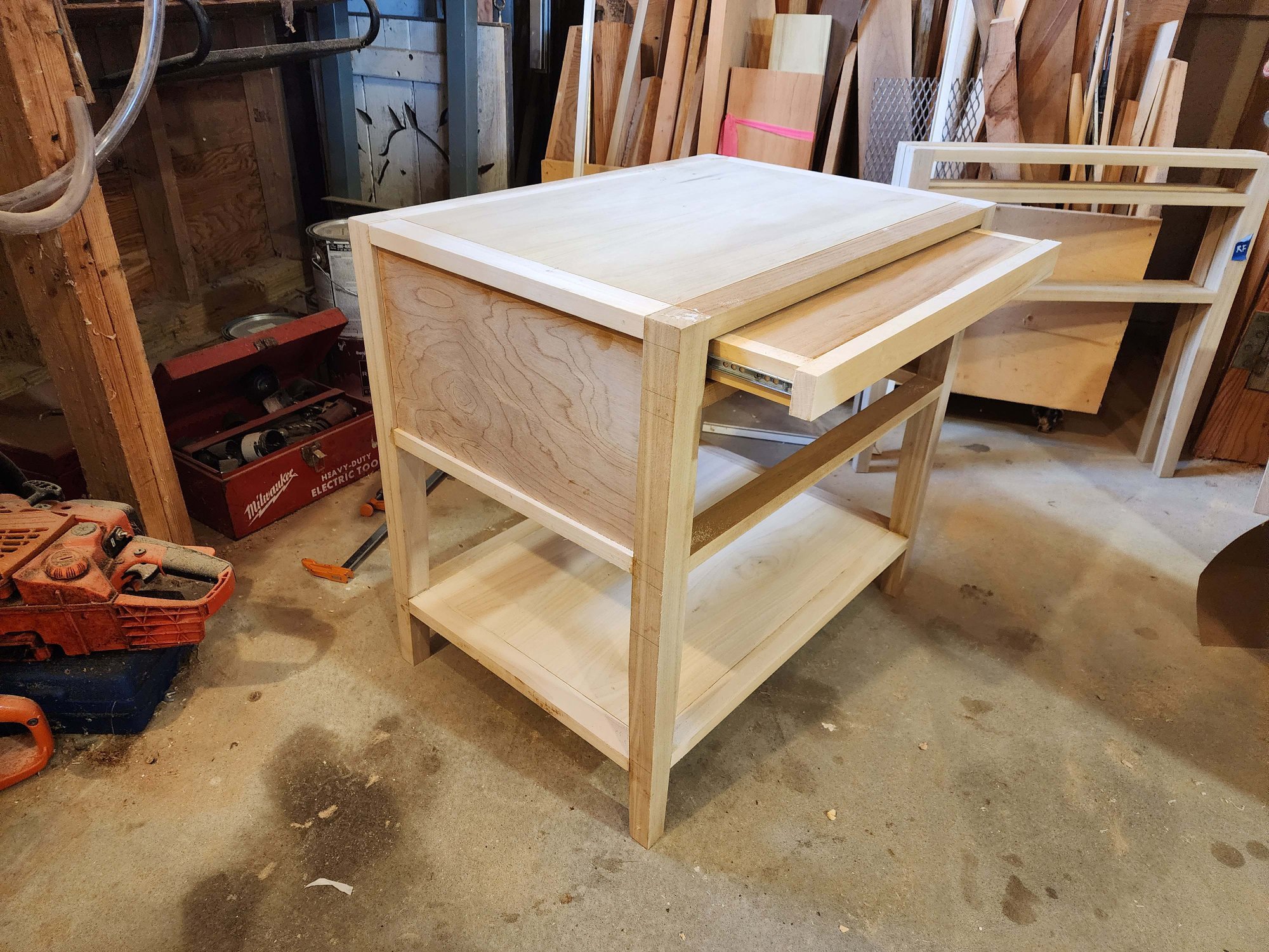 Woodwork — side table with drawer